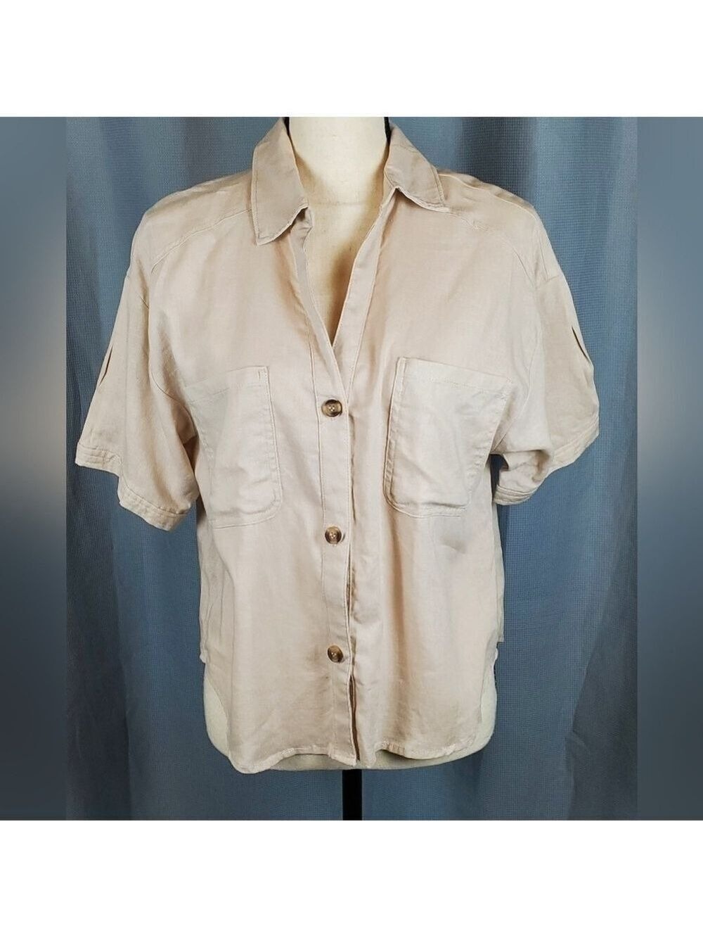 Love Tree short sleeve blouse, beige, size L